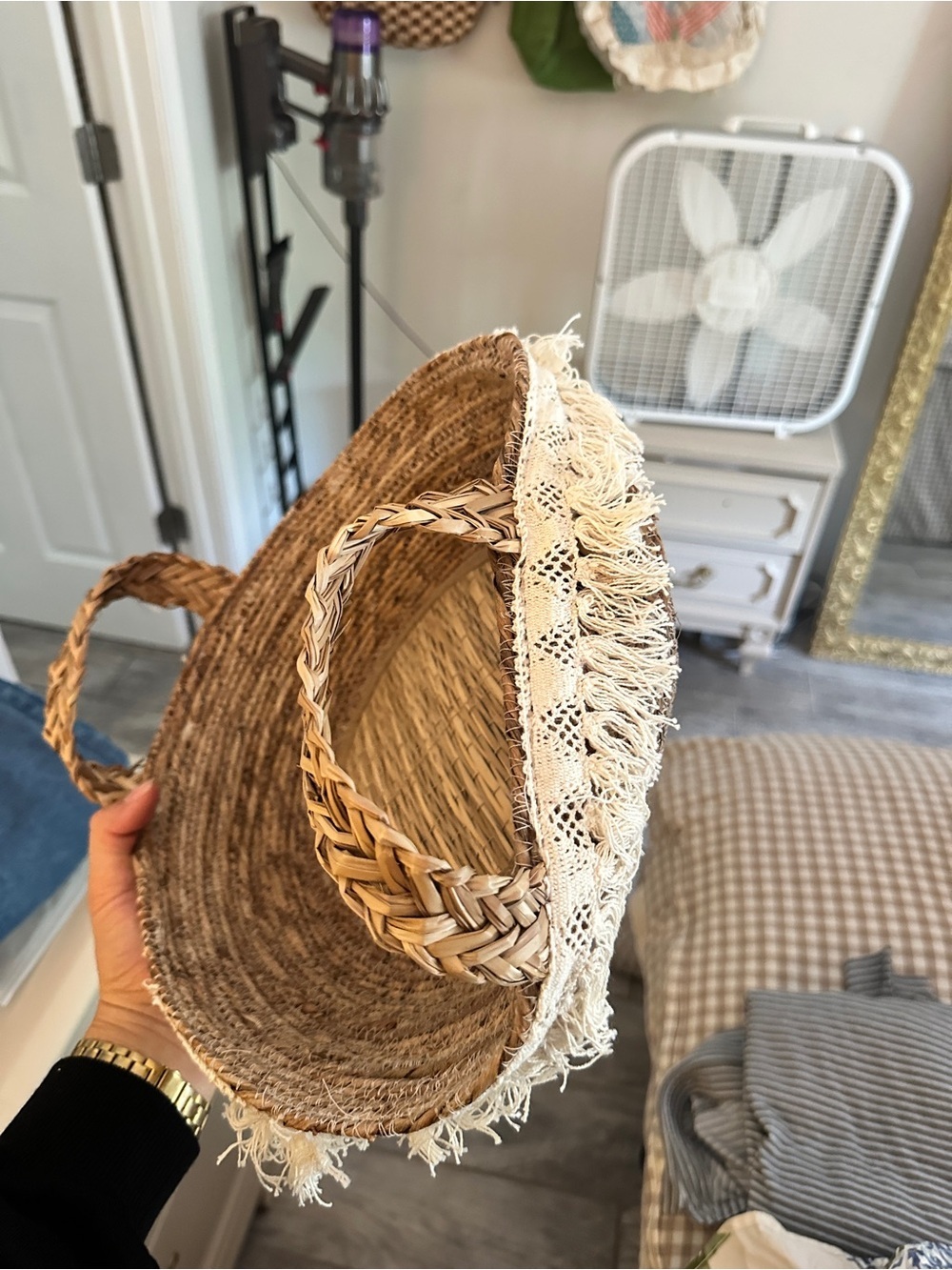 Natural Life Brown Fringe Shallow Bowl Basket